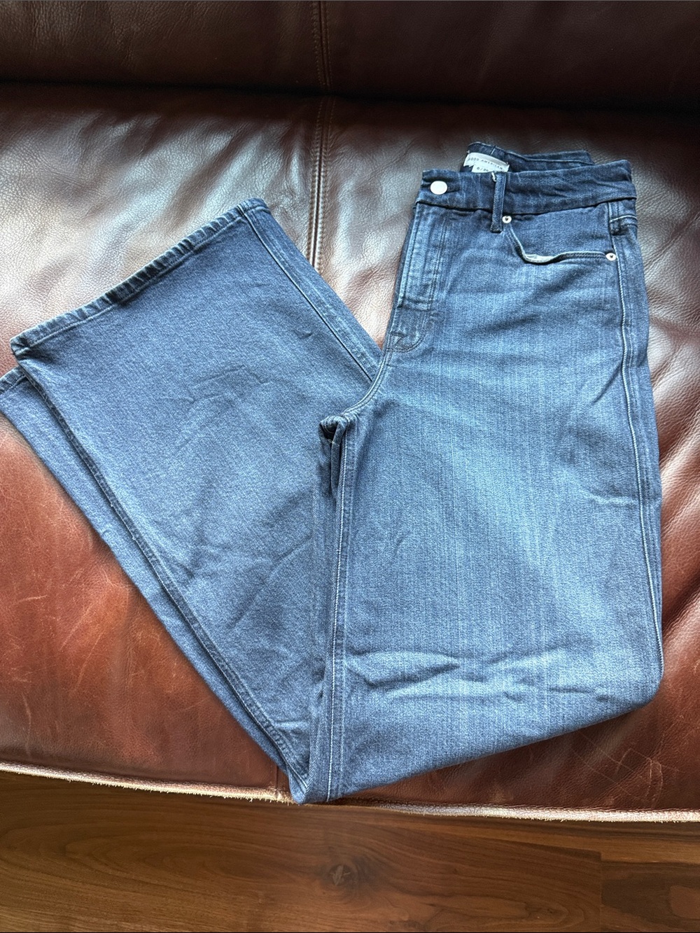 Good American Women's Good Skate Wide Leg Jeans in Blue